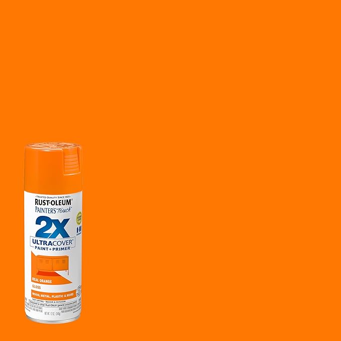Rust-Oleum 334043 Painter's Touch 2X Ultra Cover Spray Paint, 12 oz, Gloss Real Orange (Pack of 4)