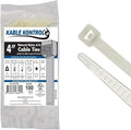 Kable Kontrol Cable Zip Ties Natural White 100 Pcs 4 Inch, 18 Lbs Tensile Strength, Self-locking Natural Nylon Clear Plastic Wire Ties wraps for Indoor or Outdoor Use