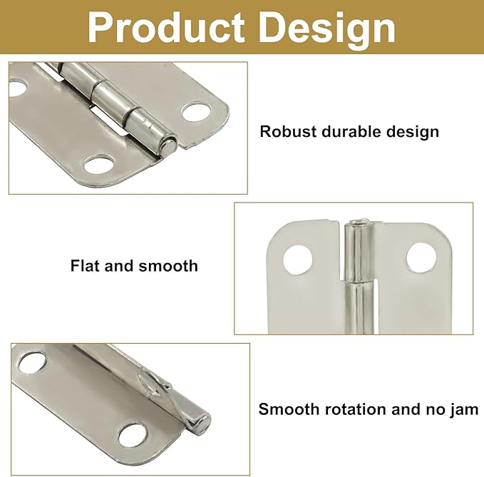 Murtenze 24Pcs Butt Hinge, 1" x 3/4" Metal Foldable Door Hinges with Screws for Cabinet Door Closet, Jewelry, Wooden Box (Silver)