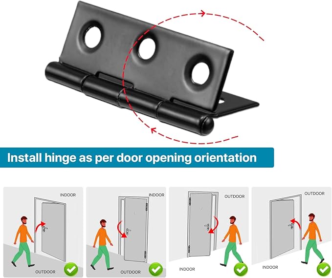 Black Butt Hinges 3 Inch for Furniture Door Window Case Lid and Wooden Box Chest, Pack of 8