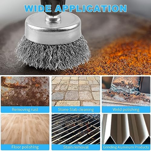 20 Pack 2 Inch Wire Cup Brush with 1/4-Inch Hex Shank, Wire Drill Brush Set