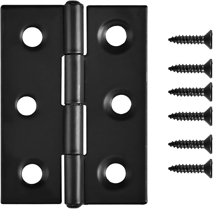 Black Butt Hinges 3 Inch for Furniture Door Window Case Lid and Wooden Box Chest, Pack of 8