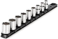 TEKTON 3/8 Inch Drive 12-Point Socket Set, 9-Piece | SHD91103 | (5/16 - 3/4 in.), Shallow, Socket Rail
