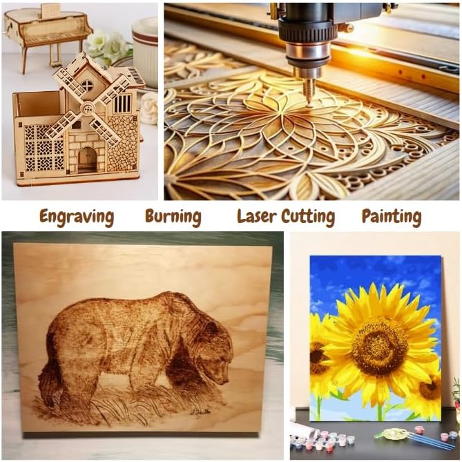 12 Pack Basswood Sheets Plywood Board 24 x 24 x 1/8 Inch- Unfinished Wood Boards with Smooth Surfaces for Crafts, Laser Cutting and Engraving, CNC Cutting, DIY Architectural Models