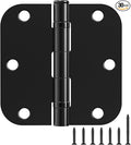 30 Pack Matte Black Ball Bearing Door Hinges, 3.5 Inch 5/8" Radius Quiet No Squeak Removable Pin Heavy Duty Steel Interior Hinges with Screws for Bedroom Bathroom Home Indoor Use Door Accessories