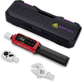 Adjustable Digital Torque Wrench, 0.66-44.29 Ft.lb, ±1% Accuracy | 0.9-60 Nm, 35mm Jaw & 3/8" Ratchet, 9×12mm Open End, Vibration, Buzzer and LED Indicator for for HVAC, Motorcycle, Plumbing