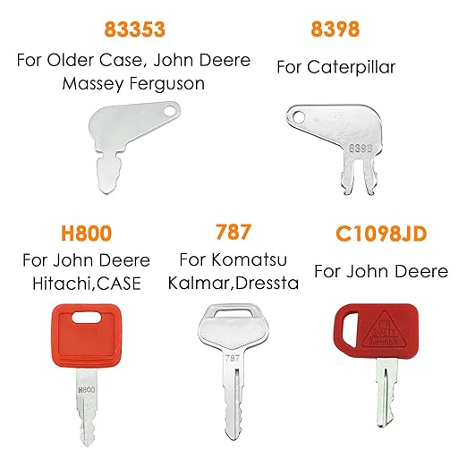 10 Heavy Equipment Key Master Set - Construction Ignition Keys Fit for Cat Caterpillar Komatsu CASE John Deere Hitachi Hyster Kobelco Heavy Equipment Machine Master Key