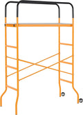 HOMCOM 4-Step Steel 4.6 x 2 x 6 ft. Scaffold 2 Wheels Free Moving for Indoor & Outdoor Decoration Anti-Skid, 440 Pound Capacity