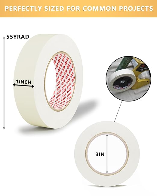 SWRT Masking Tape– 48 Rolls Bulk Pack, 1 Inch Wide x 55 Yards Each (2640 Yards Total), Writable General Purpose Masking Tape for Painting, Labeling & Multi-Surface Projects, Clean Removal & Easy Tear