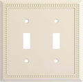 Henne Bery Sunken Pearls Heavy Duty Decorative Wall Plate Switch Plate Outlet Cover, Durable Solid Zinc Alloy (Double Toggle, Light Almond)