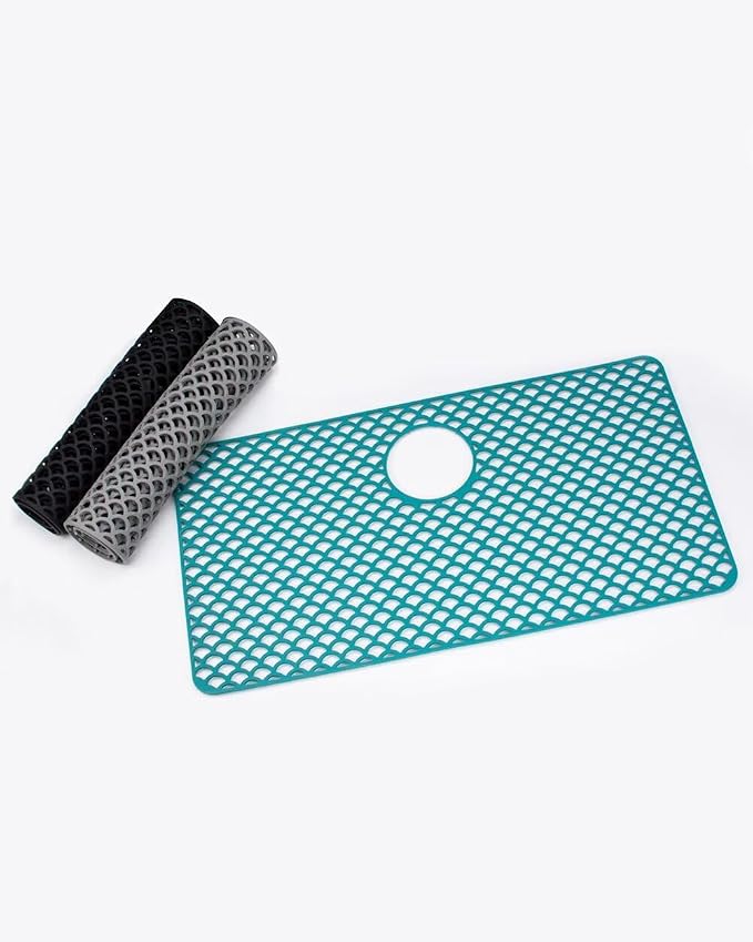 Kitchen Sink Mat 28.3 x 15.2in Silicone Sink Mat Non Slip Sink Protector for Farmhouse Kitchen Green A