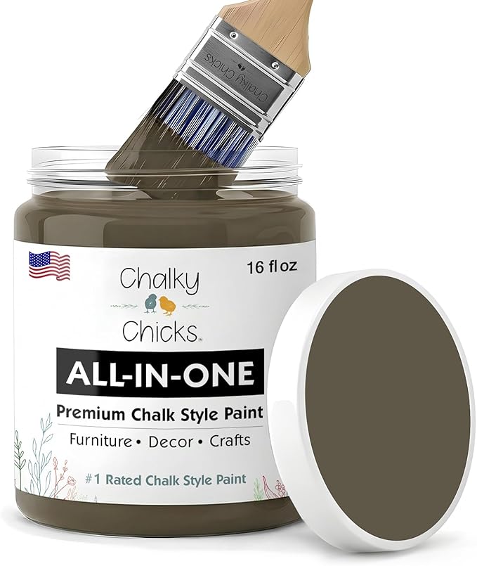 Chalky Chicks 16 Fl Oz Matte Beachwood (Brown/Gray) Chalk Paint for Furniture Without Sanding - No Prep Furniture Paint No Sanding All in One for Crafts, Walls, Cabinet, Metal, Dresser, Farmhouse