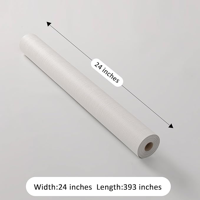 White Grasscloth Wallpaper Peel and Stick Fabric Linen Textured 24"x394" Classic Faux Grassweave Upgraded Thick Self-Adhesive Neutral Contact Paper Vinyl Film Liner Roll for Home Use