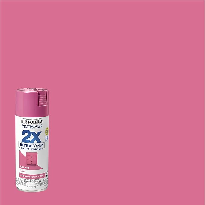 Rust-Oleum 249123-6PK Painter's Touch 2X Ultra Cover Spray Paint, 12 oz, Gloss Berry Pink, 6 Pack