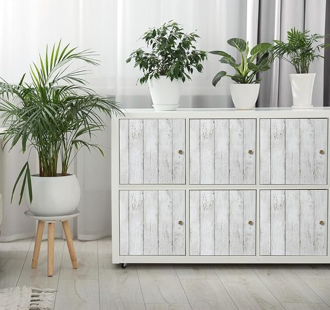 Shiplap Peel and Stick Wallpaper, Contact Paper for Classroom Home Decor | 17.7"x118" Removable Self-Adhesive White Wood Plank Film, Farmhouse Decor for Bulletin Board Desk Cabinet & Home Renovation