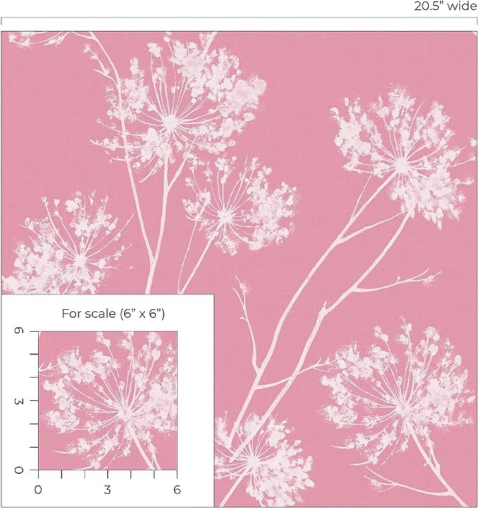 NextWall One O'Clocks Botanical Peel and Stick Wallpaper (Pink)