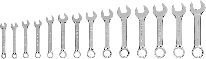 TEKTON Stubby Combination Wrench Set, 14-Piece | WCB90402 | 6 - 19 mm