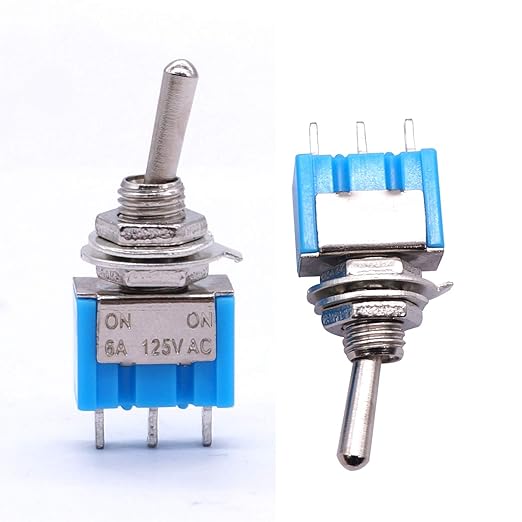 Taiss 10pcs SPDT Mini Toggle Switch 3-Pin 2 Position ON/ON Miniature Toggle Switches 6A 125V AC MTS-102