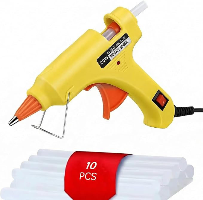 Mini Hot Glue Gun 10pcs Glue Stick Hot Glue Gun Set For Quick Repair Artist DIY Art Home 20w Yellow