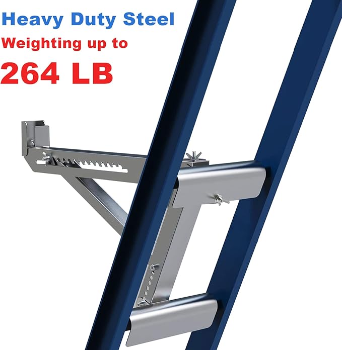 2Pack Heavy Duty Steel Ladder Jacks, Adjustable Two-Rung Short Body Scaffold Bracket for Painting Siding, Roofing & Window Repair, Fits Platforms Under 18 Inches Wide