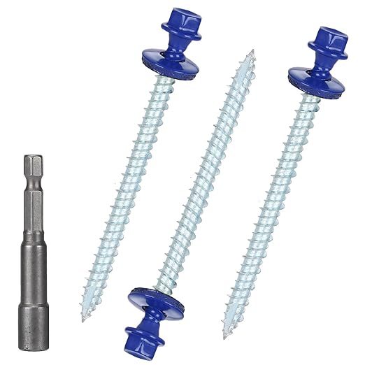 Metal Roofing Screws 10 x 2-1/2 inch, Blue Hex Head Sheet Metal Roof Screw with EPDM Washer for Corrugated Roofing (250Pcs)