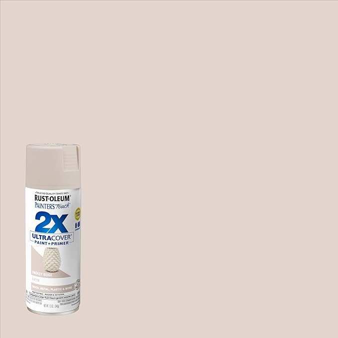 Rust-Oleum 299883-6PK Painter's Touch 2X Ultra Cover Spray Paint, 12 oz, Satin Smokey Beige, 6 Pack