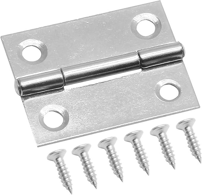 Piutouyar 6Pack Butt Hinge 1.5 Inch Mini Hinges 304 Stainless Steel Hinges Small Cabinet Hinges Folding Craft Hinges with Mounting Screws for Boxes Gate Drawer