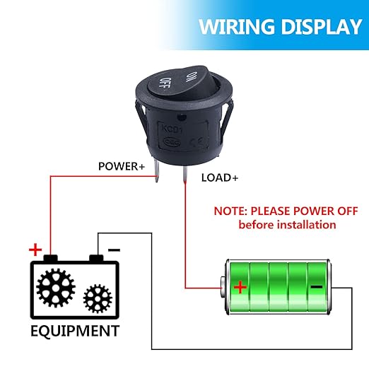Twidec/5Pcs 12V Round Rocker Switch AC 6A/250V 10A/125V SPST 2 Pin 2 Position On/Off Toggle Switch for Car Boat Automotive RV Black with Wires KCD1-5-101-ON-OFF-CX