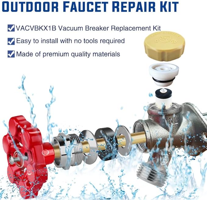 Vacuum Breaker Repair Kit, Anti-Siphon Frostproof Faucet Valve Hose Faucet Fitting Vacuum Breaker Replacement Kit for VACVBKX1B (1 Pack ASSE 1019-A Repair Kit)