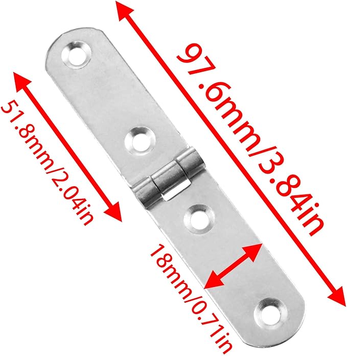 Butt Hinge 9.7x1.8cm Cabinet Folding Hinges Flap Hinge for Boxes Jewelry cabinets Toolbox Narrow flanged Hinges (with Screws) -4pcs