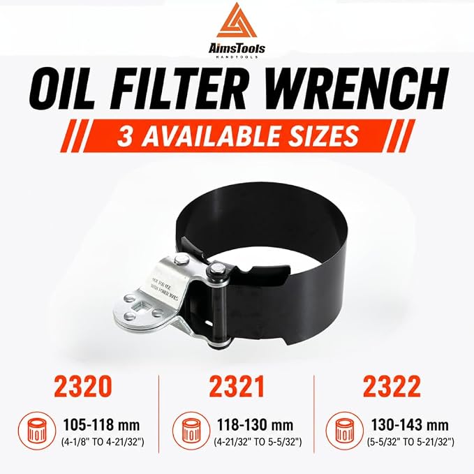 Heavy Duty Oil Filter Wrench, 130-143mm for Trucks Cars RVs | 5-5/32 to 5-21/32 Inch Range, Universal Removal Tool, Trucks Cars Motorhomes