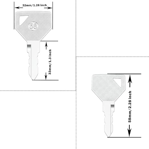 Heavy Equipment Keys, 10 Pack Yanmar-52160 Keys for Yanmar JD Tractor Ignition Starter Switch 194155-52160