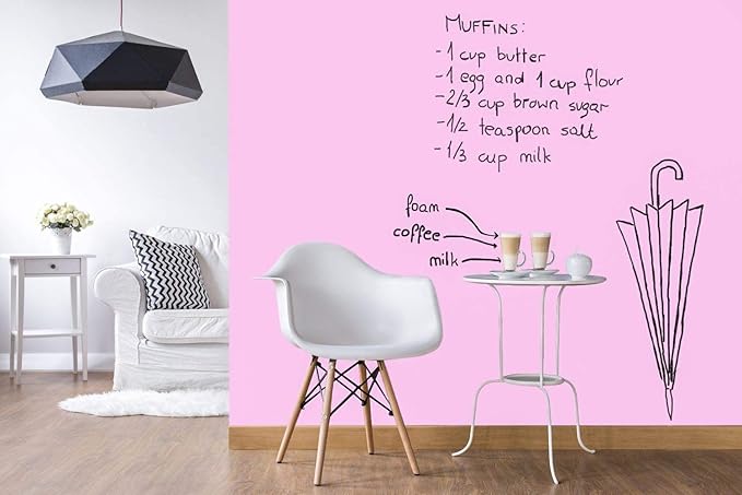 Chalkboard Blackboard Paint - Brush on Wood, Metal, Glass, Wall, Plaster Boards Sign, Frame or Any Surface. Use with Chalk Pen Wet Erase, Non-Toxic - Matte Finish [Pink] - (8.5oz Cover 32 sf)