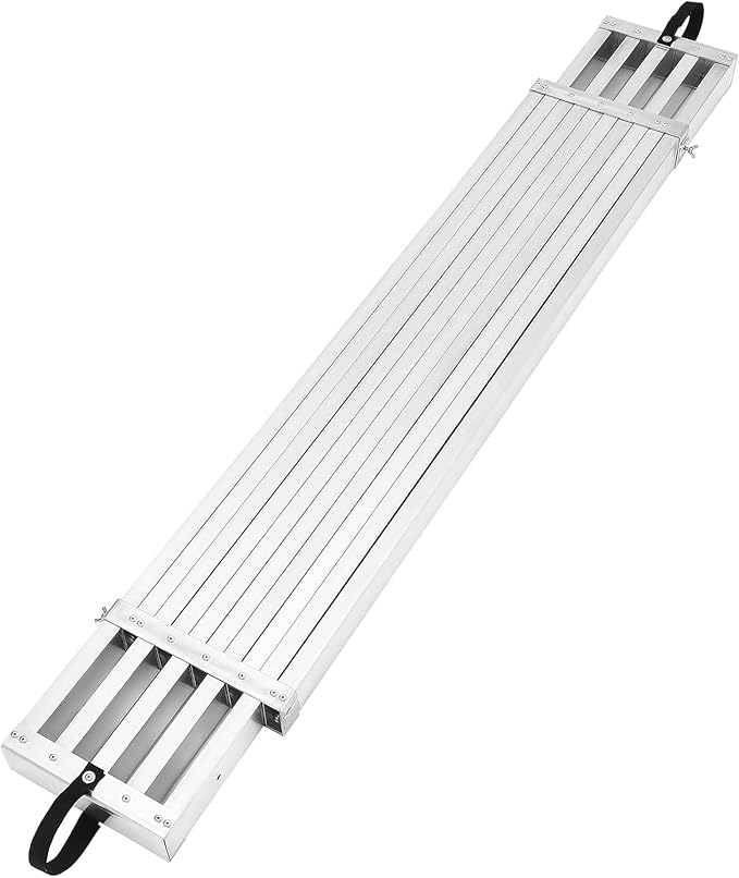 GAOMON Telescoping Work Plank, Aluminum Plank, Adjustable Work Platform 440LBS Capacity, Extension Scaffolding Plank with Skid-Proof Platform, Scaffold Ladder Accessory (6FT-9FT - Sliver)