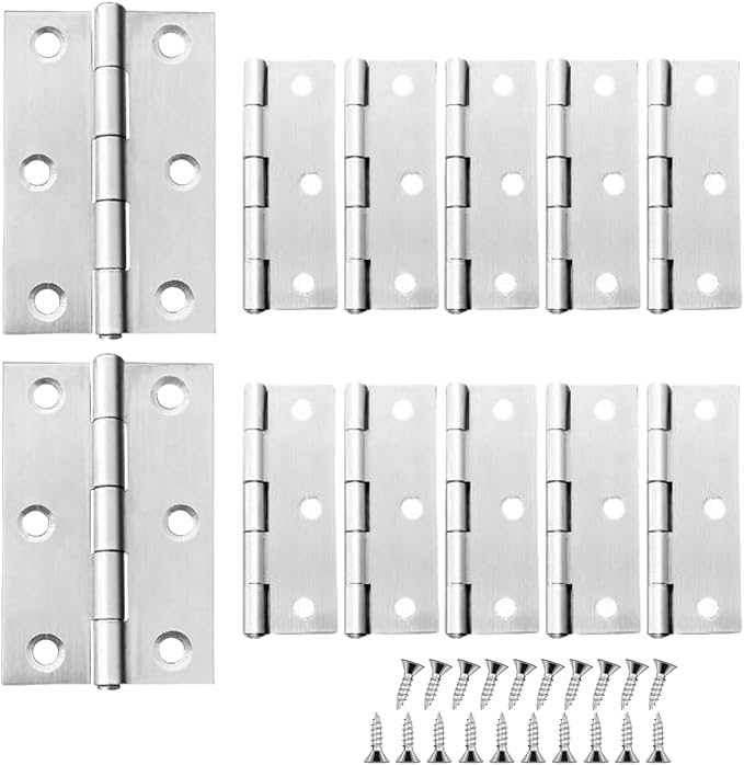 12 PCS 2.5 inch Door Hinge Thick Cabinet Hinge, High-end Stainless Steel Butt Hinges for Wood, Small Hinges Window Hinges Outdoor Hinges with 72 Mounting Screws, Silver