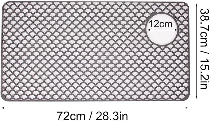 Kitchen Sink Mat 28.3 x 15.2in Silicone Sink Mat Non Slip Sink Protector for Farmhouse Kitchen Grey B