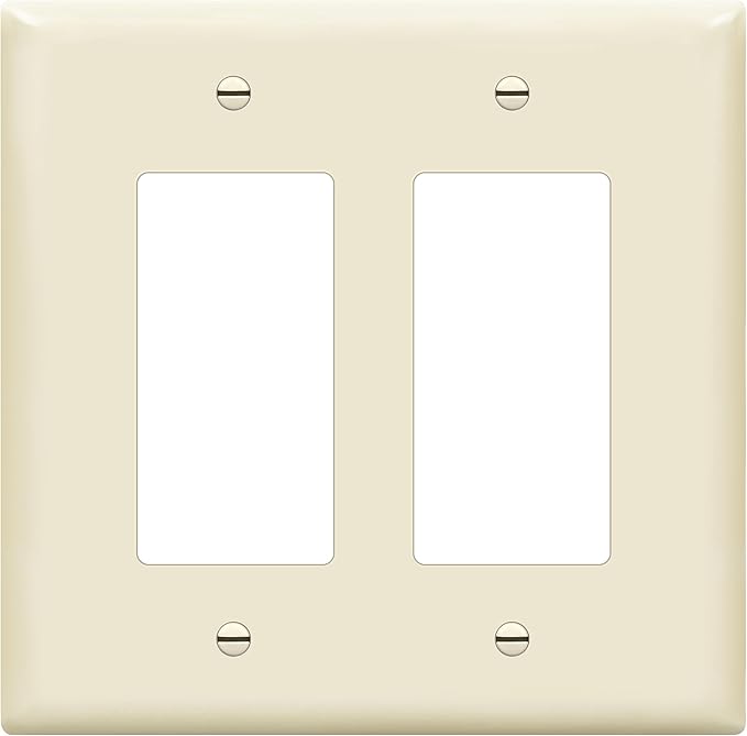 ENERLITES Decorator Light Switch or Receptacle Outlet Wall Plate, Gloss Finish, Midway Size 2-Gang 4.88" x 4.92", Unbreakable Polycarbonate Thermoplastic, UL Listed, 8832M-LA, Light Almond