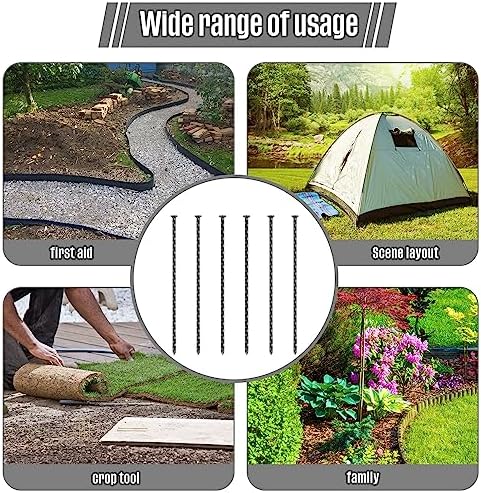 Nuenen 350 Pack 6 Inch Spiral Metal Garden Stakes Landscape Spikes Artificial Turf Stakes Landscape Edging Anchoring Spikes Heavy Duty Galvanized Grass Nails for Artificial Turf Paver Edges (Black)
