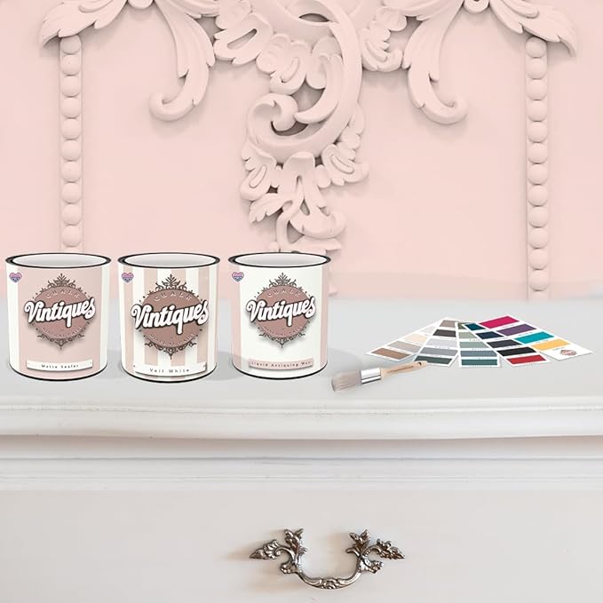 Vintiques Chalk & Mineral Paint, Shabby, 32oz - Matte Finish- Easy Application for DIY Projects - Furniture, Wood, Metal, Home Decor and More - includes color card