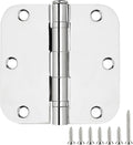 24 Pack Ball Bearing Round Polished Chrome Door Hinges 3.5 Inch 5/8" Radius Anti Squeak Interior 3-1/2"Flat Bifold Standard Bedroom Indoor for Doors 3 ½" Hardware Essentials Home Decor Accessories