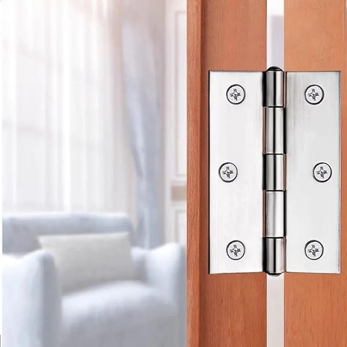 Stainless Steel Folding Door Hings 3 Inch for Furniture Cabinets Window Wooden Box Trailer Components, Pack of 12