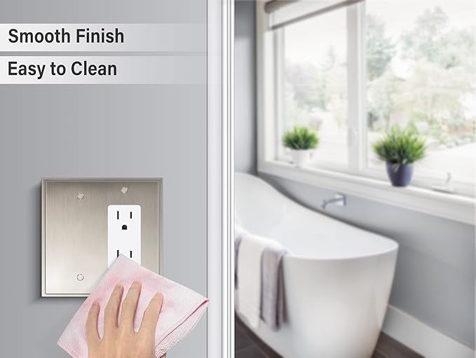 Henne Bery Soft Modern Decorative Wall Plate Switch Plate Outlet Cover (Blank/Decorator, Satin Nickel)