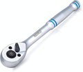 NEIKO 3/8 Inch Ratchet Wrench, 100-Tooth Reversible, 3.6 Degree Swing, Quick Release, 8" Long Handle, Silver Chrome Vanadium Steel