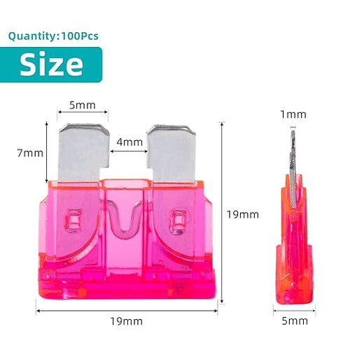 100Pcs 50 Amp Fuses Stanbdard Fuse, 50A Car Fuse Blade for Automotive, Truck, Boat, Motorcycle