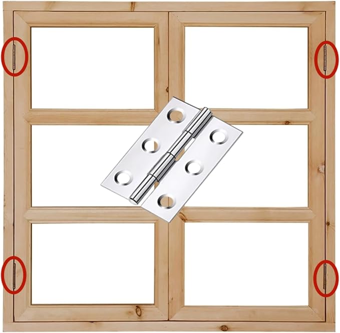 Stainless Steel Folding Door Hings 3 Inch for Furniture Cabinets Window Wooden Box Trailer Components, Pack of 12
