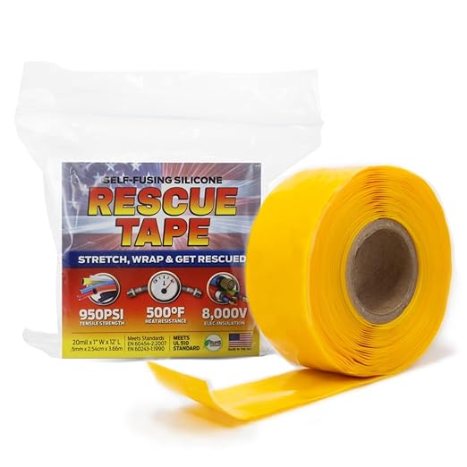 Bond It Rescue Tape, Self-Fusing Silicone for Emergency Plumbing, Pipe & Hose Repair, Electrical Insulation, Waterproof, 950 PSI, Made in USA, 1" x 12', Yellow