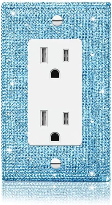 Shiny Blue Rhinestones Switch Plates And Outlet Covers Light Switch Cover Decorative Wall Plate Light Switch Cover Plate Rhinestone Bling Outlet Cover