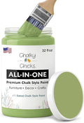 Chalky Chicks 32 Fl Oz Matte Lily Pad (Green) Chalk Paint for Furniture Without Sanding - No Prep Furniture Paint No Sanding All in One for Crafts, Wood, Walls, Cabinet, Metal, Dresser, Farmhouse