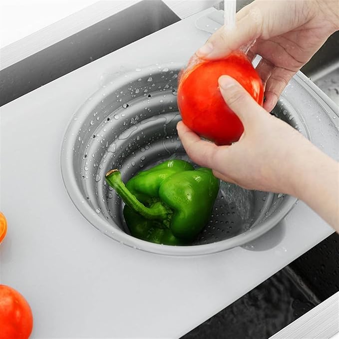 Draining rack Kitchen Cutting Board Folding Storage Sink Drain Basket Multi Function Tray Filter Chopping Blocks Meat Vegetable Fruit Basket Sink Strainer Basket