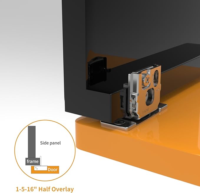 Chibery 2 Pack 1-5/16" Overlay 3D Soft Close Concealed Hinge for Face Frame Door, Smooth Slow Self Closing Hinges, Satin Nickel, Hidden 105° Open Angle Stainless Steel Hinge for Kitchen Cabinet Door